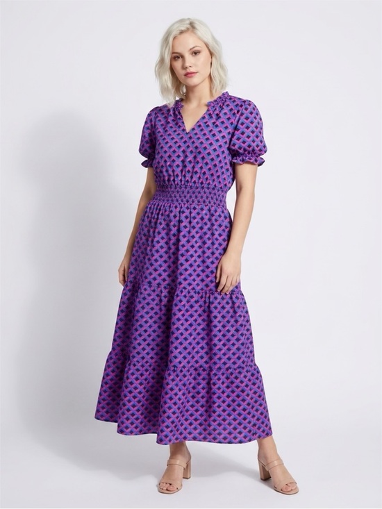 & Other Stories Dresses & Skirts - Vintage Inspired Pink & Blue Geometric Midi Dress - Women Size M